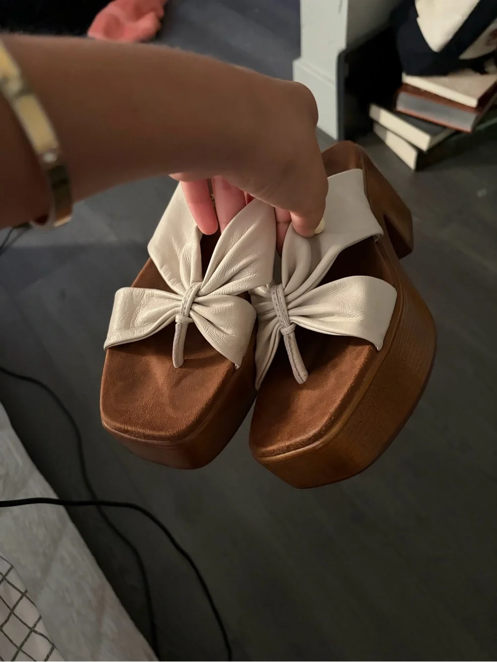 House of Harlow 1960 Cream Knot Platform Sandals